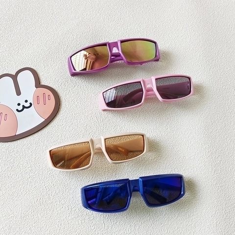 Gafas De Sol Niños Protección UV400 Lente Resina Marco Ancho Rectangular Estilo Futuro Y2K Niños Niñas