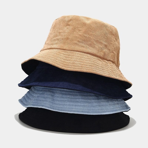 Cappello Da Pescatore In Velluto A Coste Reversibile Tinta Unita Vintage Retro Pieghevole Protezione Solare Unisex