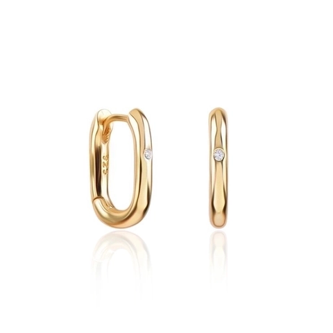 Minimalistische Geometrische Creolen Met 925 Sterling Zilveren Oorbelpost Ingelegde Zirkonia U-Vorm Rechthoek Voor Vrouwen