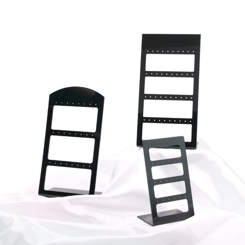 Earring Display Stand Acrylic Hollow Jewelry Organizer Rack For Studs And Hoops Countertop Showcase Black