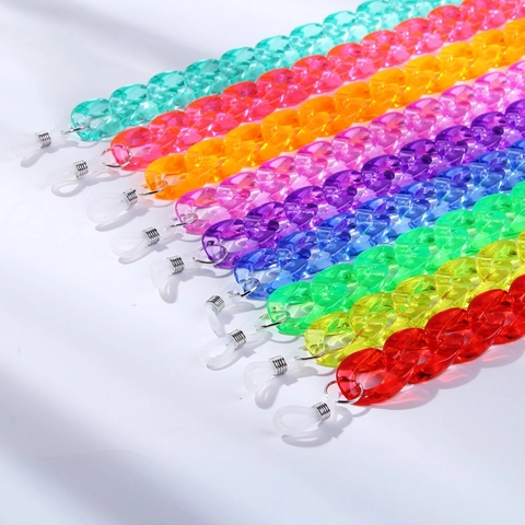 Cadena De Gafas De Acrílico Moda Transparente Colorida Correa De Gafas De Sol Soporte Antideslizante Joyería Para Mujeres