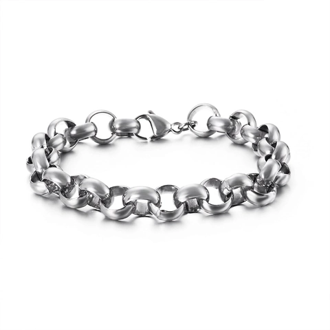 Rolo Kettingarmband Roestvrij Staal Gepolijst Minimalistische Punk Stijl Uniseks Sieraden Duurzaam Hypoallergeen Titanium Staal