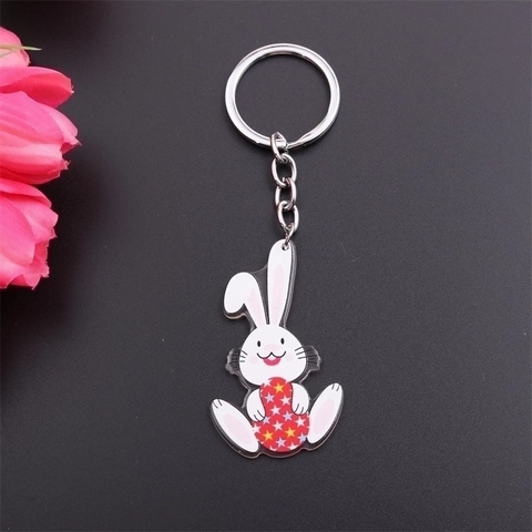 Cute Easter Bunny Keychain Acrylic Rabbit Egg Carrot Chick Bag Pendant For Women Girls Kawaii Cartoon Spring Gift