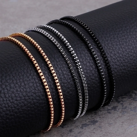 Collar De Cadena De Caja Acero Inoxidable 316L Chapado En Oro 18K Cadena Veneciana Minimalista Joyería Para Hombre Y Mujer