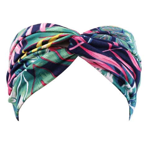 Women Wide Headband Elastic Fabric Twisted Knot Crisscross Hairband Yoga Sports Floral Print Bohemian Turban