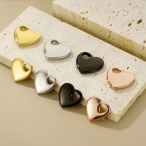 Herzanhänger Edelstahl Vergoldet Spiegelpoliert Charms Für DIY Schmuckherstellung Minimalistische Mode Metallzubehör