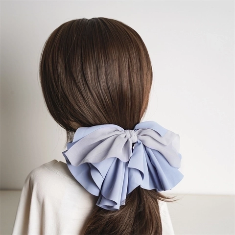 Pinza Para El Cabello Con Lazo De Gasa Extragrande Capas Tul Clip De Resorte Francés Elegante Accesorio De Tela Para Mujeres