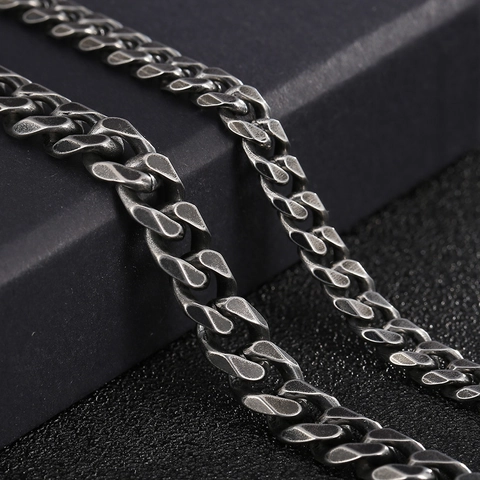 Bracciale A Catena Cubana Vintage Da Uomo Acciaio Inossidabile Retro Punk Hip Hop Gotico Gioielli Lucidati Accessorio