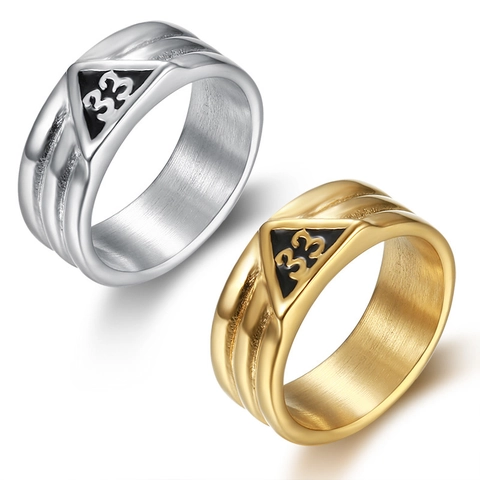 Edelstahl Nummer 33 Dreieck Freimaurer Stil Ring Für Herren Damen Vintage Statement Schmuck Poliertes Band