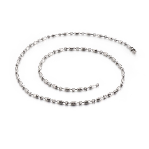 Collana A Catena Con Sfere E Barrette In Acciaio Inossidabile 316L Maglie Lucidate Gioielli Per Uomini Donne