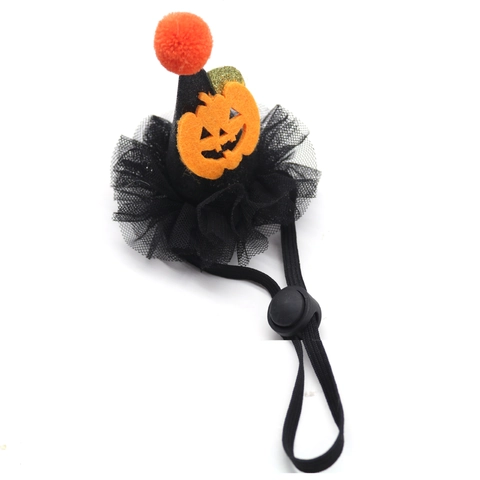 Cappelli Da Mago Per Animali Domestici Halloween Zucca Pipistrello Glitter Feltro Mesh Regolabile Decorazione