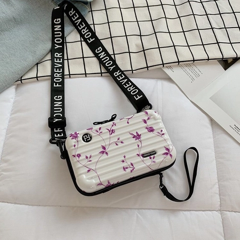 Mini Suitcase Shape Crossbody Bag ABS PC Hard Shell Phone Purse Adjustable Wide Strap Fashion Handbag For Girls Women