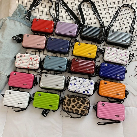 Mini Suitcase Shape Crossbody Bag ABS PC Hard Shell Phone Purse Adjustable Wide Strap Fashion Handbag For Girls Women