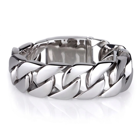 Pulsera De Cadena Cubana Para Hombre Acero Inoxidable Pesada Pulida Oro Plata Joyería Hip Hop Punk Moda