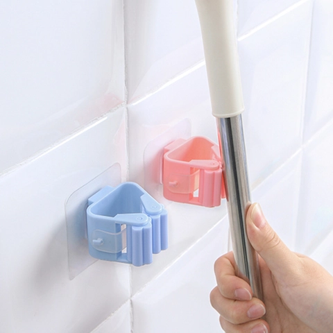 Support Vadrouille Mural Organisateur Balai Rack Plastique Auto-adhésif Sans Clou Crochet Sans Trace Salle De Bain Cuisine