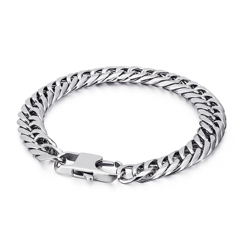 Bracciale Da Uomo Catena Curb Acciaio Inossidabile Chiusura Quadrata Geometrico Lucido Hip Hop Punk Gioielli Moda