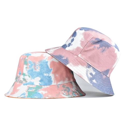 Cappello Da Pescatore Cotone Tie Dye Reversibile Protezione Solare Pieghevole Casual Stile Vintage Per Donne