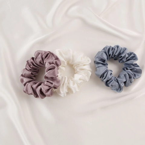 Mulberry Satin Scrunchies Soft Elastic Hair Ties Hair Bands For Women Elegant Hair Care Solid Color Pure Satin