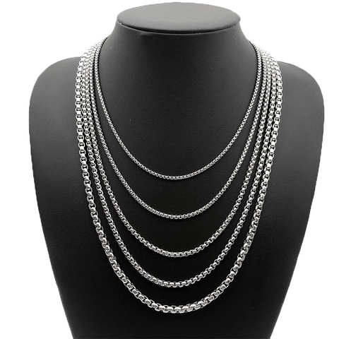 Minimalist Box Chain Necklace Stainless Steel Waterproof Non Fading Square Link Jewelry For Men Women