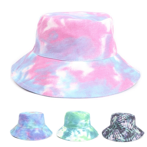 Tie Dye Fischerhut Baumwolle Polyester Sonnenschutz Breite Krempe Verstellbares Winddichtes Seil Hip Hop Streetwear