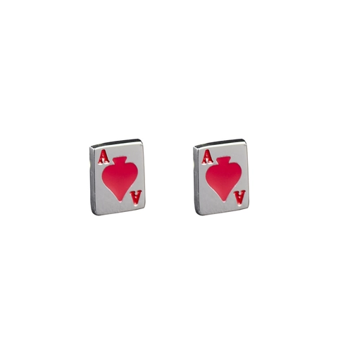 Titanium Steel Poker Card Ace Stud Earrings Hip Hop Street Style Personalized Jewelry For Men Women