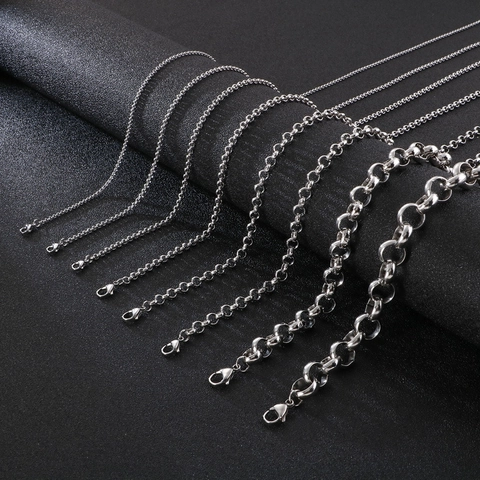 Rolo Chain Necklace 316L Stainless Steel Polished O-Ring Link Minimalist Ins Style Jewelry For Men Women Unisex Neckwear