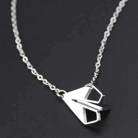 Collana Con Ciondolo Aeroplano Di Carta In Acciaio Inossidabile Stile Origami Geometrico Gioielli Minimalisti Per Uomo Donna