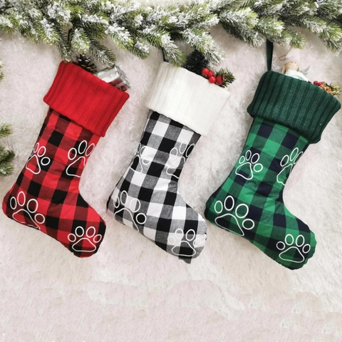 Kerstkous Buffalo Ruit Polyester Gebreide Boord Sneeuwvlok Poot Borduurwerk Vakantie Haard Decoratie