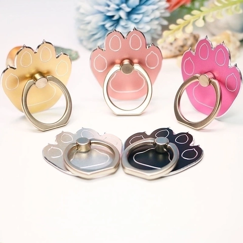 Cartoon Cat Paw Animal Shape Universal Mobile Phone Ring Holder Zinc Alloy 360 Rotation Finger Ring Stand Kickstand
