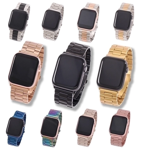 Stainless Steel Metal Watch Band Compatible With Smartwatch Link Design Smartwatch Strap With Folding Clasp