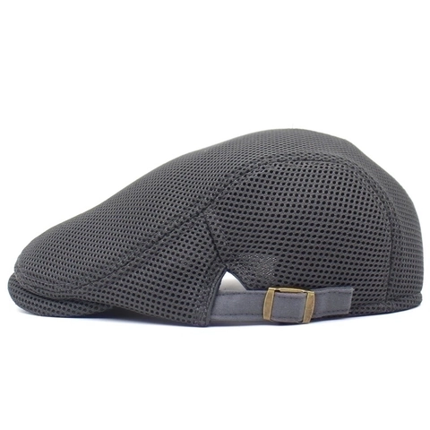 Men Summer Mesh Beret Breathable Flat Cap Outdoor Sunshade Newsboy Hat Solid Color Adjustable Retro Ivy Cap Travel Accessory