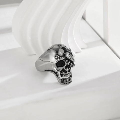 Anello Teschio in Acciaio Inossidabile 316L Punk Con Design Scorpione per Uomo Donna Vintage Gotico Biker Gioielli di Moda