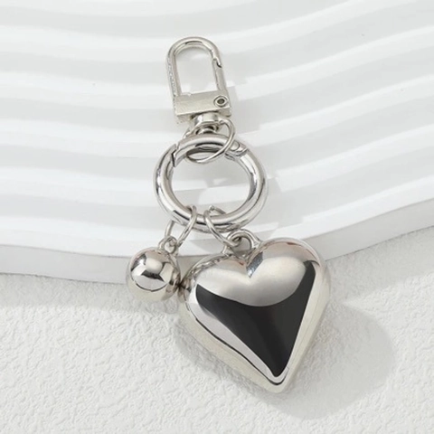 Portachiavi con Ciondolo a Cuore Vuoto 3D Argento Stile Ins Minimalista per Donna Ciondolo Borsa Gioielli Accessorio