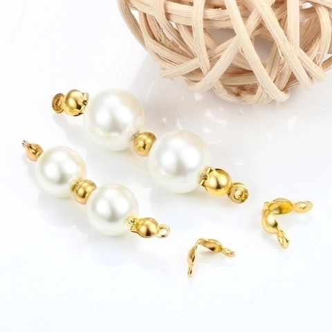 Stainless Steel Crimp Bead Covers 18K Gold Plated Fold Over Cord Ends DIY Jewelry Making Bracelet Necklace Connectors