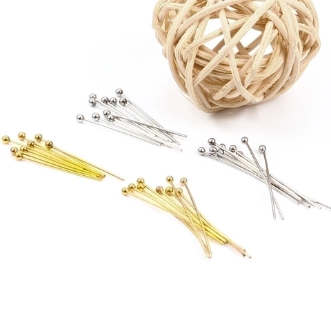 Stainless Steel Ball Head Pins DIY Jewelry Making Finding For Earrings Necklace Bracelet Craft Components 18K Gold Tone
