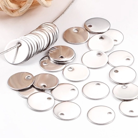 Colgantes Redondos De Acero Inoxidable Para Hacer Joyas DIY Etiquetas Metálicas Impermeables Accesorios