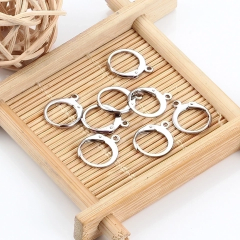 Stainless Steel French Leverback Earring Hooks Round Hoop With Loop DIY Jewelry Making Findings Components