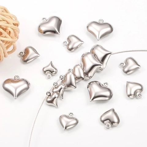 Herz Anhänger Edelstahl 3D Hohl Pfirsichherz Charms Für DIY Halskette Armband Herstellung Poliert Schmuckzubehör