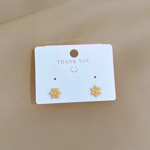 Snowflake Stud Earrings Titanium Steel Gold Matte Frosted Minimalist Geometric Jewelry For Women Elegant Party Accessory