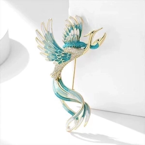 Vintage Feniks Pauw Broche Legering Emaille Strass Speld Oosterse Stijl Pak Accessoire Voor Dames