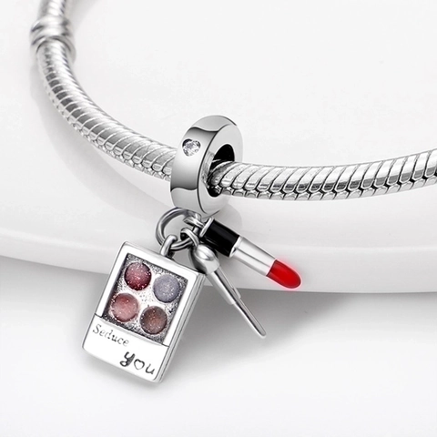 Makeup Thema DIY Bedels Verzilverd Emaille Zirkonia Lippenstift Parfum Hoge Hakken Handtas Hanger Kralen Voor Armband