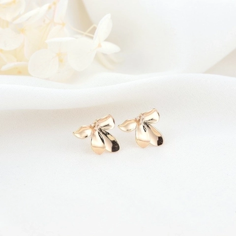 Orecchini a Bottone a Forma di Fiore di Kapok Irregolare Vintage Francese in Rame Galvanizzato Con Perno in Argento Sterling 925 Strass Gioielli Donna