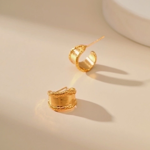 Orecchini a Cerchio Larghi Irregolari Minimalisti Con Perno in Argento Sterling 925 Rame Galvanico Orecchini a Cerchio Geometrici da Donna