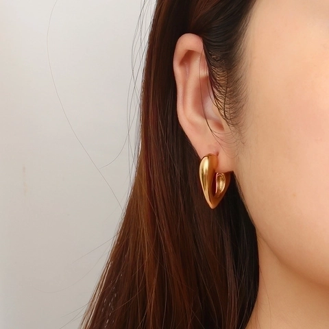 Holle Hart Hoop Oorbellen 18K Verguld Roestvrij Staal Chunky C-Vormige Sieraden Trendy Voor Vrouwen