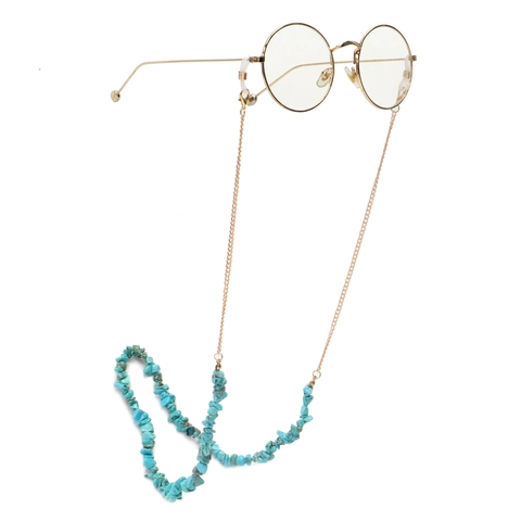 Handmade Turquoise Beaded Glasses Chain Fashion Metal Anti-Lost Eyewear Strap Holder For Women Gold Silver Plated Accessory