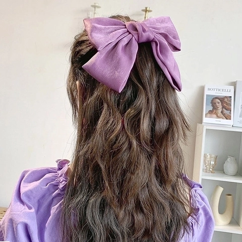 Fascia Per Capelli Con Fiocco In Raso Viola Cangiante Molletta E Elastico Per Capelli Per Donna Accessori Eleganti Stile Coreano