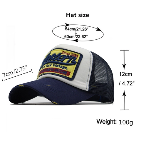 Cappello Trucker Vintage Distressed Mesh Baseball Cotone Traspirante Patch Ricamo Stile Retrò Regolabile Per Uomo Donna