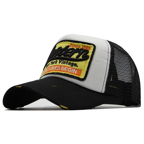 Cappello Trucker Vintage Distressed Mesh Baseball Cotone Traspirante Patch Ricamo Stile Retrò Regolabile Per Uomo Donna