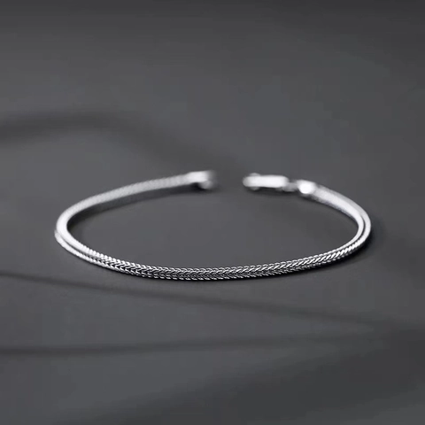 Pulsera De Cadena Cola De Zorro Acero Inoxidable Tejido Eslabones De Trigo Joyería Para Hombres Estilo Hip Hop Minimalista
