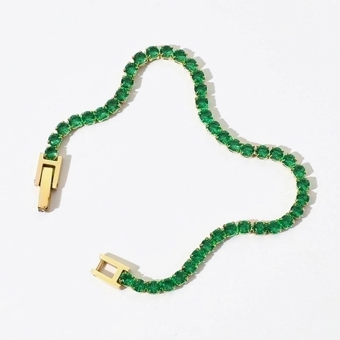 Bracciale Tennis In Acciaio Inossidabile Con Zirconi Cubici Tondi Colorati Gioielli Eleganti Unisex Per Uomo Donna